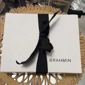 Brahmin Classic White Box with Black Ribbon